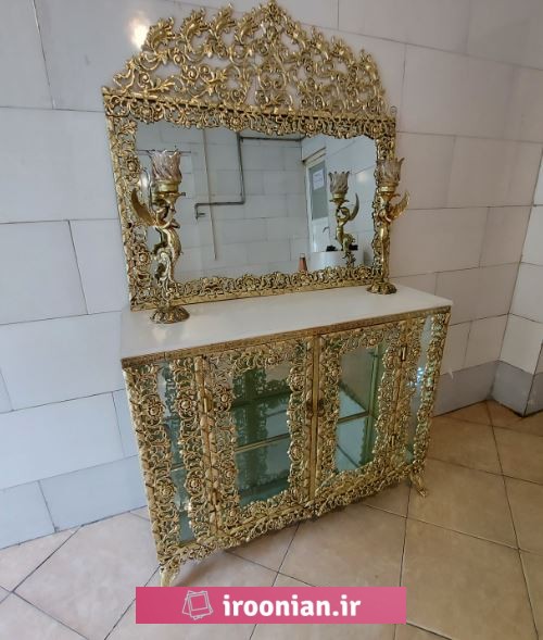 آینه کنسول ویترین دار آلومینیومی