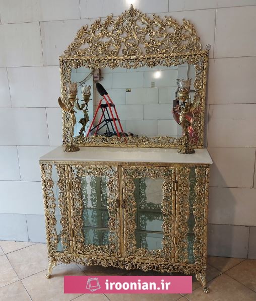 آینه کنسول آلومینیوم مدل گل سرخ