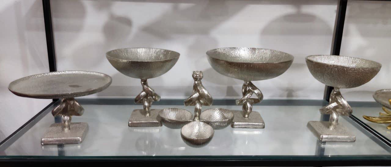 ست پذیرایی 5 تکه آلومینیومی مدل گره رنگ نقره ای